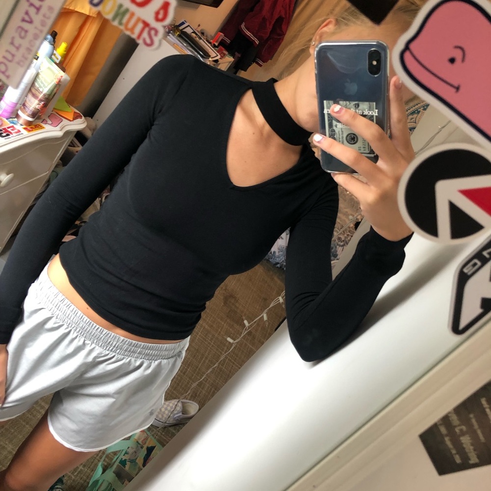 Black long sleeve v cut shirt